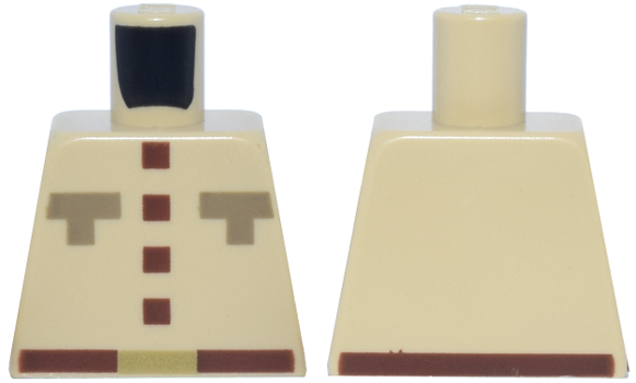 Lego Torso Pixelated Shirt with Reddish Brown Buttons and Dark Tan Pockets, Belt with Gold Buckle Pattern / Tan