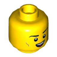 Lego Minifig Head 80's Musician, Cheek Lines, Open Mouth Smile / Closed Eyes with Open Mouth Print / Yellow