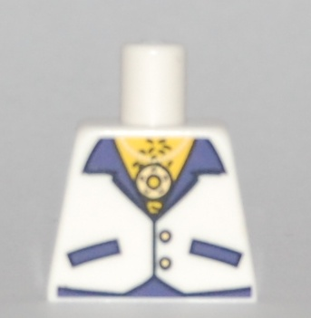 Lego Torso Vest with Dark Purple Pockets and Lapels and Gold Buttons, Necklace with Medallion, Yellow Hairy Chest Pattern / White