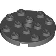 Lego Plate Round 4 x 4 with Pin Hole / Dark Bluish Gray