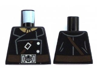 Lego Torso Jacket with Brown Strap and Silver Buttons and Belt Buckle with Hydra Logo Pattern / Black