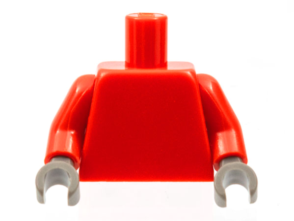 Lego Torso Plain / Red Arms / Dark Gray Hands
