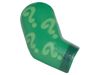 Lego Arm, Right with Bright Green Question Marks and Dark Green Cuff Pattern / Green