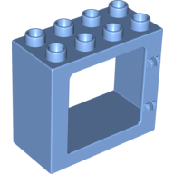 Lego Duplo Door / Window Frame Flat Front Surface, Completely Open Back / Medium Blue