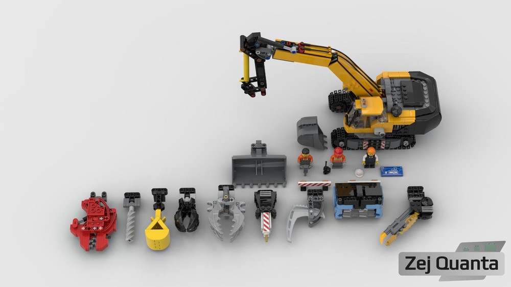 Lego MOC | City - Yellow Construction Excavator MOD with Extra Tools