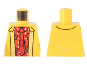 Lego Torso Jacket over Red Flower Shirt with Collar and Tie Pattern / Yellow