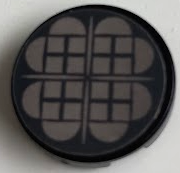 Lego Tile, Round 2 x 2 with Bottom Stud Holder with Waffle Machine Plate Pattern (Sticker) - Gear 5004398 / Black