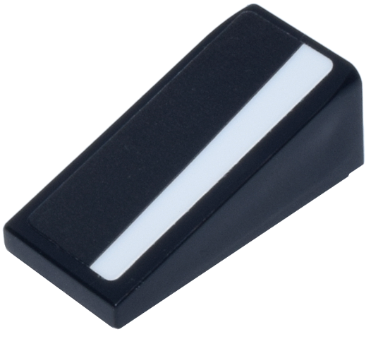 Lego Slope 18 2 x 1 x 2/3 with White Line Pattern Model Right Side (Sticker) - Set 77250 / Black
