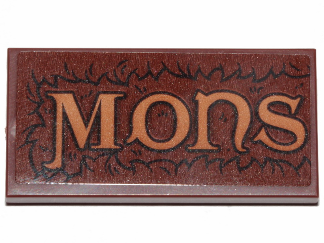 Lego Tile 2 x 4 with 'MONS' and Fur Pattern (Sticker) - Set 30628