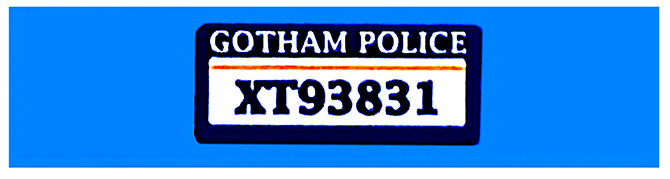 Lego Tile 1 x 4 with 'GOTHAM POLICE XT93831' Pattern (Sticker) - Set 70912 / Medium Blue
