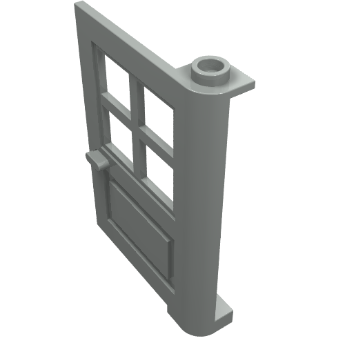 Lego Door 1 x 4 x 5 with 4 Panes, Squared Base / Light Gray
