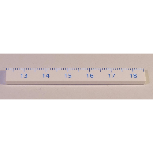Lego Tile 1 x 8 with Ruler CM 13 - 18 Pattern / White