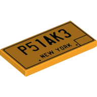 Lego Tile 2 x 4 with 'P51AK3 New York' Print