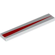 Lego Tile 1 x 6 with Narrowing Red Stripe Print / White