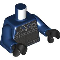 Lego Torso Jacket under Black Bullet Proof Vest, SHIELD Badge print, Dark Blue Arms, Black Hands / Dark Blue