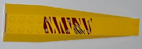 Lego Wedge 16 x 4 Triple Curved with Reinforcements with 6 Rivets and 3 Claw Scratch Marks on Dark Red Tiger Stripes Pattern Model Left Side (Sticker) - Set 5888