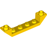 Lego Brick Sloped Inverted 45° 6 x 1 Double with 1 x 4 Recessed / Yellow