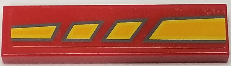 Lego Tile 1 x 4 with Bright Light Orange and Dark Bluish Gray Tapered and Broken Lines Pattern Model Right Side (Sticker) - Set 10200