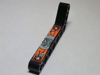 Lego Technic, Liftarm, Modified Bent Thick 1 x 9 (7 - 3) with Dark Turquoise, Silver and Orange Gauges and Levers Pattern Model Left (Sticker) - Set 8305
