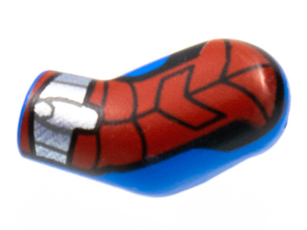 Lego Arm, Left with Red Armor, Silver Cuff Pattern / Blue