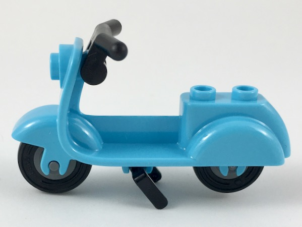 Lego Scooter with Black Stand, Black Handlebars, and Dark Bluish Gray Wheels