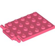 Lego Plate Special 4 x 6 with Trap Door Hinge [Long Pins] / Coral