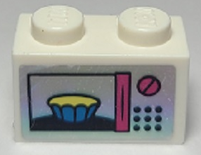 Lego Brick 1 x 2 with Bowl in Microwave Pattern (Sticker) - Set 41366