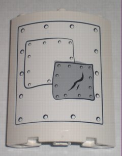 Lego Cylinder Quarter 4 x 4 x 6 with Patched Metal Plate Pattern (Sticker) - Set 3831