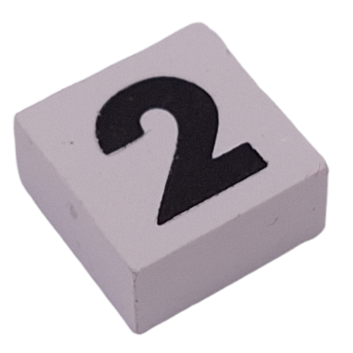 Lego Modulex Tile 2 x 2 with Black '2' Print, without Internal Supports