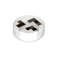 Lego Tile Round 1 x 1 with Brown and Tan Squares Print / Trans-Clear