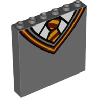 Lego Panel 1 x 6 x 5 with Sweater, Red/Yellow Trim/Stripes, White Shirt, Tie Print / Dark Bluish Gray