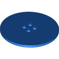 Lego Plate Special Round 8 x 8 with 2 x 2 Center Studs with Groove / Blue