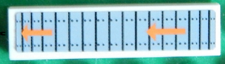 Lego Tile 1 x 4 with Black Lines and Dots and Two Orange Arrows Pattern (Sticker) - Set 7645 / White