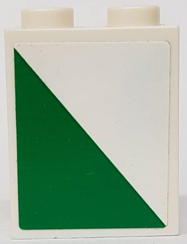 Lego Brick 1 x 2 x 2 with Inside Stud Holder with Green Triangle Pattern Model Right Side (Sticker) - Set 60022