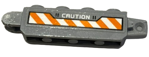 Lego Hinge Brick 1 x 4 Locking with 'CAUTION' and Orange and White Danger Stripes Pattern Model Right Side (Sticker) - Set 60196