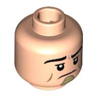 Lego Minifig Head King Tut, Eyebrows, Medium Nougat Cheek Lines, Dark Tan Chin Ornament Print [Hollow Stud] / Light Nougat