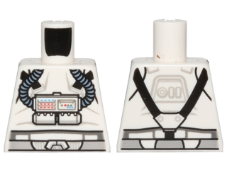Lego Torso SW Clone Pilot with Sand Blue Hoses, Light Bluish Gray Belt, Black Straps Pattern / White
