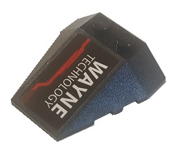 Lego Wedge 4 x 4 Triple with Stud Notches with 'WAYNE TECHNOLOGY' Pattern Model Left Side (Sticker) - Set 76087 / Black