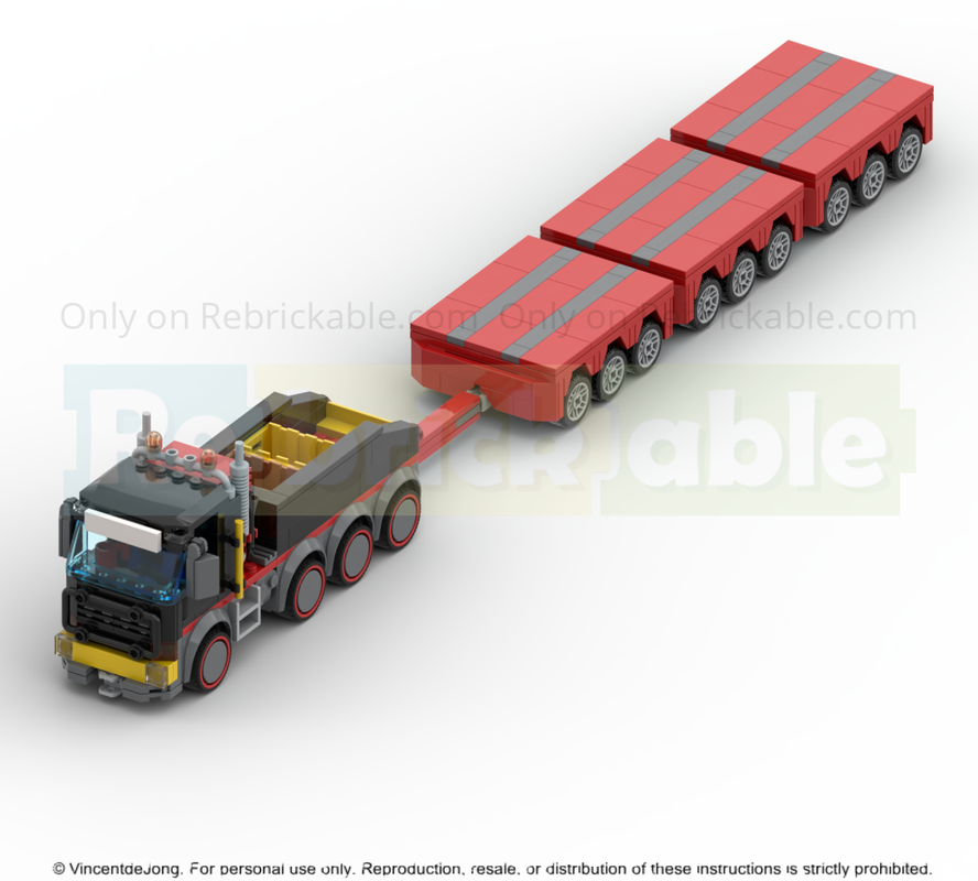 Lego heavy transport truck and modulair trailer