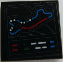 Lego Tile 2 x 2 with Race Track Pattern (Sticker) - Set 75879 / Black