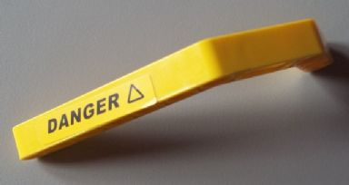 Lego Technic, Liftarm, Modified Bent Thick 1 x 11.5 Double with 'DANGER' Pattern (Sticker) - Set 8295