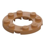 Lego Plate Round 4 x 4 with 2 x 2 Round Opening / Medium Nougat