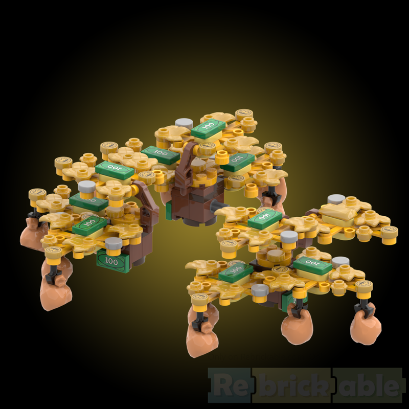 Lego Money themed bonsai leaves
