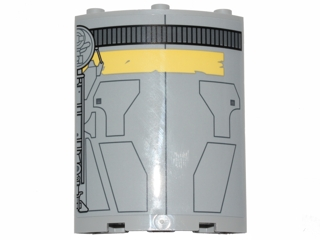 Lego Cylinder Quarter 4 x 4 x 6 with SW Droid Escape Pod Pattern 2 (Sticker) - Set 75136