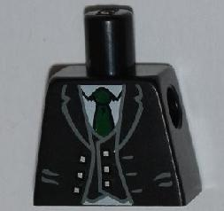Lego Torso Jacket and Vest with Buttons and White Shirt and Green Tie Pattern / Black