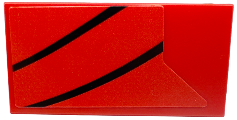Lego Tile 2 x 4 with Black Curved Stripes Pattern Model Right Side (Sticker) - Set 76916 / Red