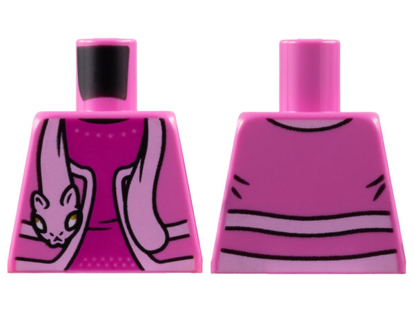 Lego Torso Jacket with Bright Pink Hems and Cat Stole, Magenta Shirt Pattern / Dark Pink