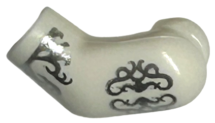 Lego Arm, Left with Silver Filigree Pattern / White