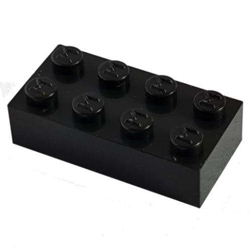 Lego Modulex Brick 2 x 4 with M on Studs / Modulex Black