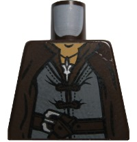 Lego Torso LotR Coat with Evenstar Pendant, Double Button Shirt and Belt Pattern (Aragorn) / Dark Brown